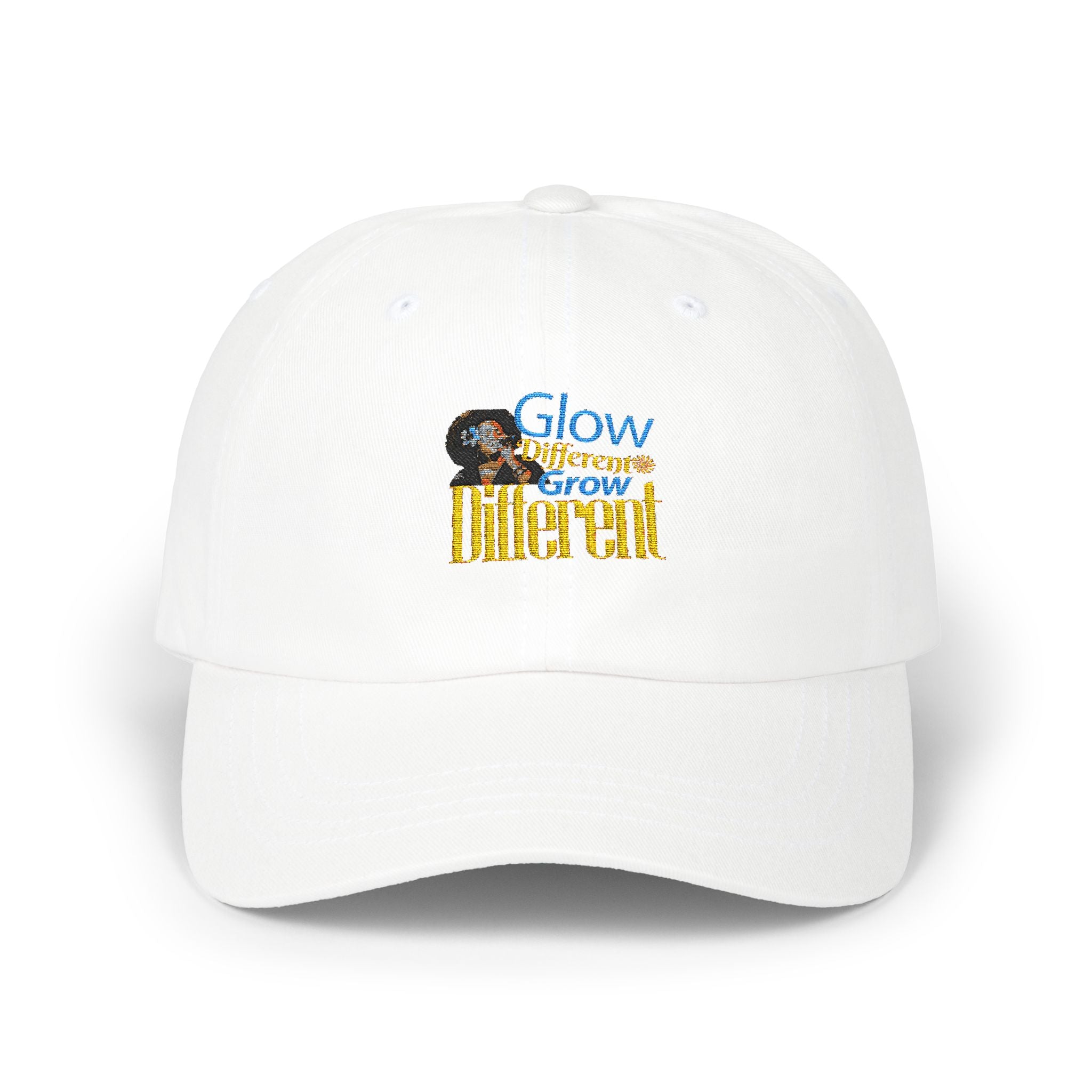 Glow Different Dad Hat, Adjustable White Cap, Unisex Cotton Baseball Cap, Everyday Casual Headwear, The Ameya Taylor Experience